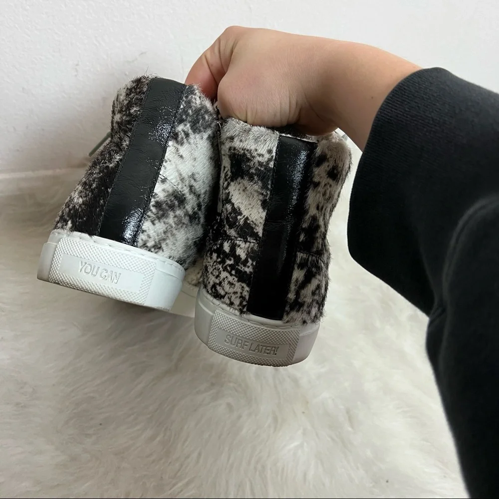 P448 Cow Hide Print Star 2.0 Calf Hair High Top Sneakers - Picture 7 of 9